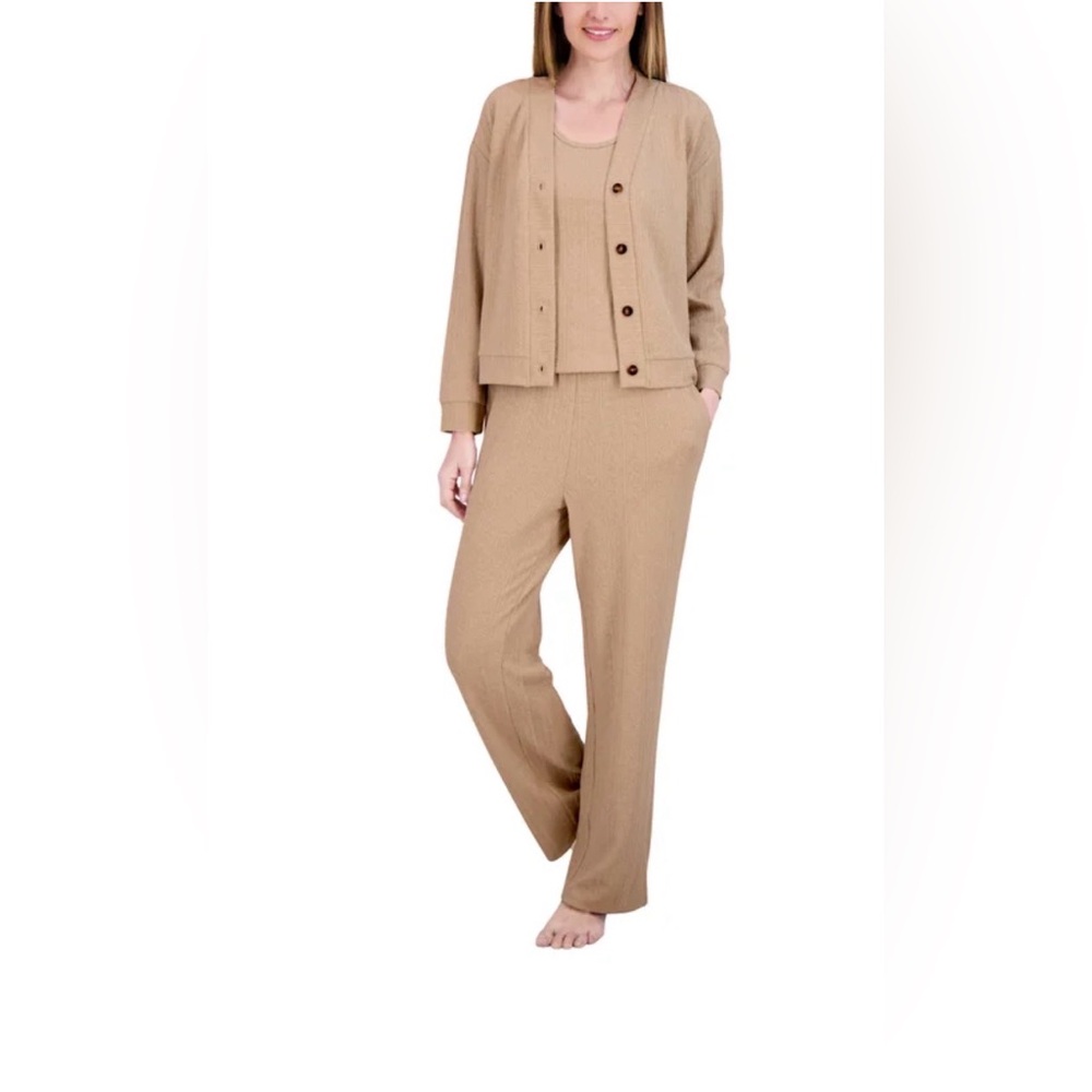 ❤️Live 2 Lounge 3Piece Textured Lounge Set XXL New Cable Knit Cardigan&Tank&Pant - Picture 5 of 10